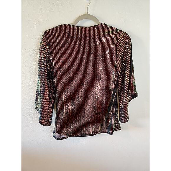 NWT GRACE KARIN Women’s Sequin Top 3/4 Slit Sleeve Party Top Small MSRP$50 - Picture 7 of 7
